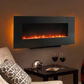 SimpliFire 38-In Black Linear Wall Mount Electric Fireplace