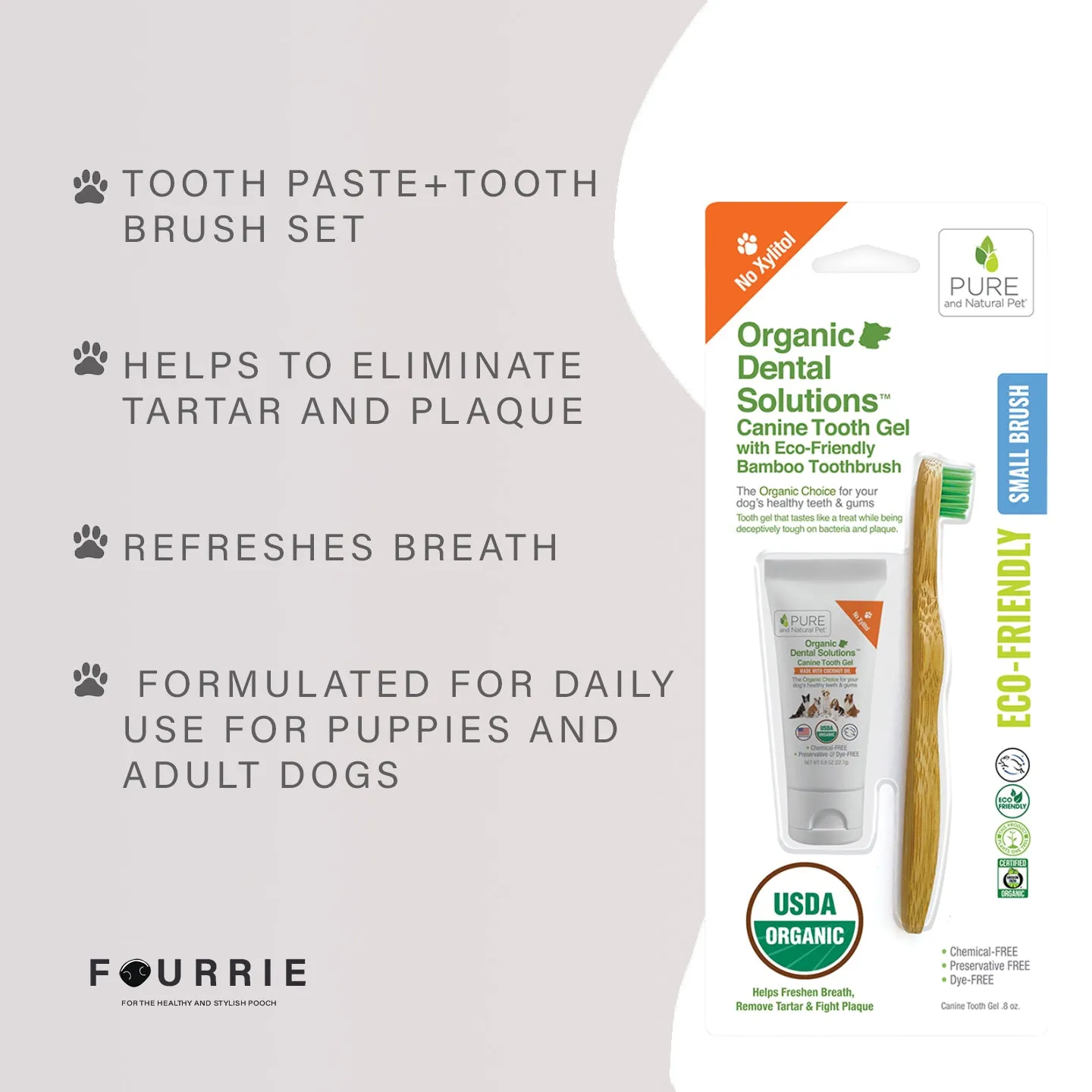 Small Dog Dental Set: Organic Toothpaste & Toothbrush by Pure and Natural Pet-Small