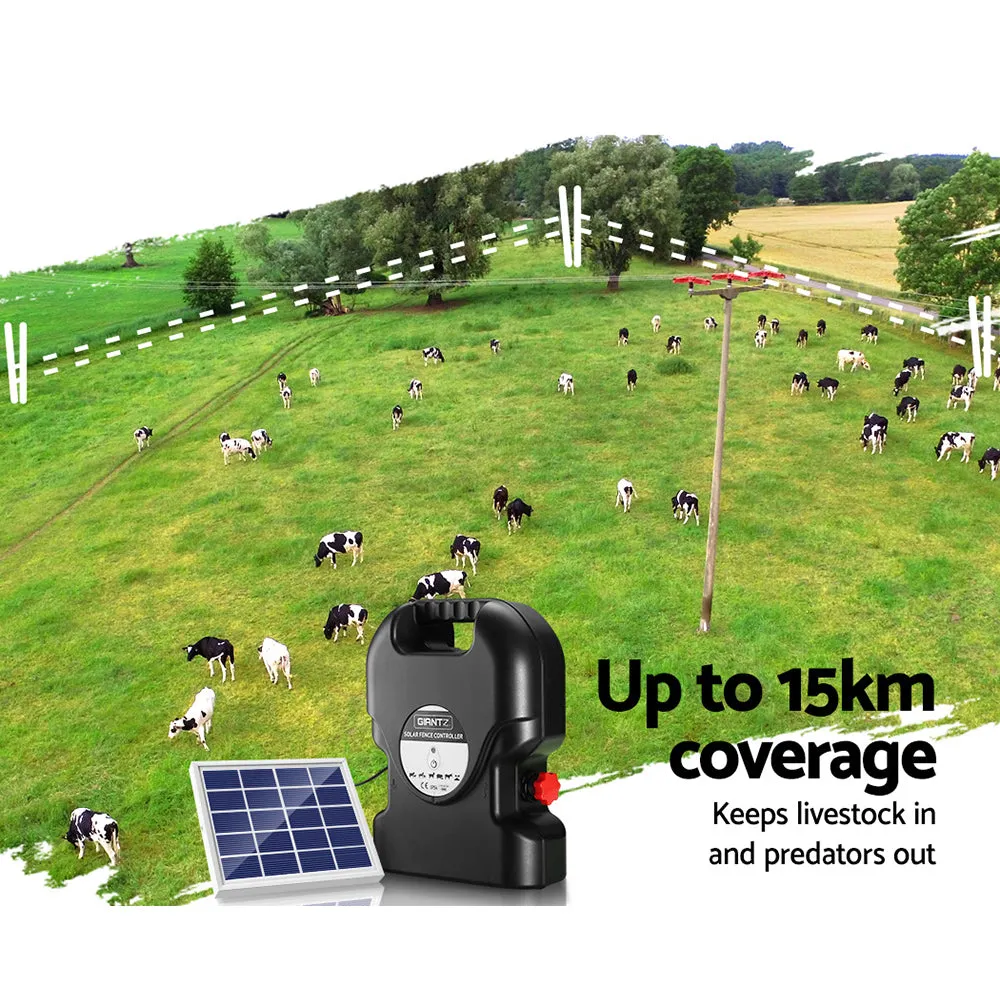 Solar Electric Fence Energiser Fencing Energizer Charger Farm Animal 15km