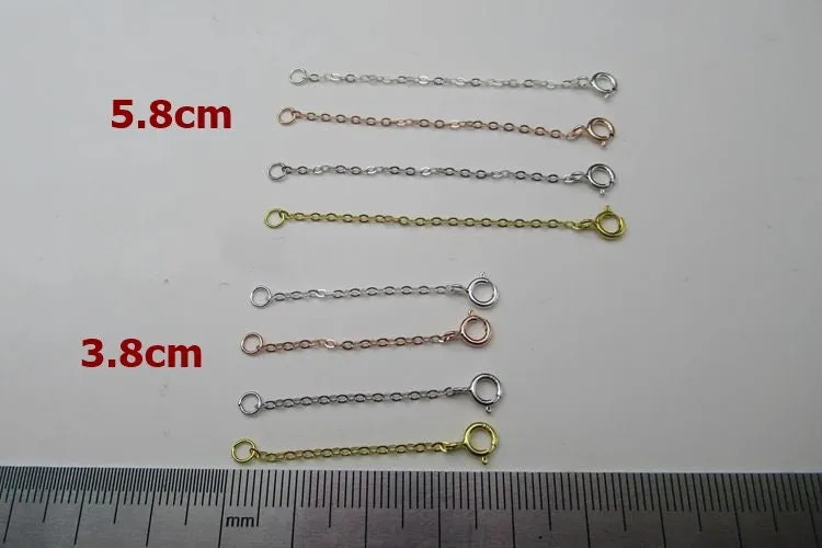 Sterling Silver Chain Extender with Loop and Spring Ring Clasp 3.8 5.8cm Chain Findings for Handmade Pure Fine Jewelry Making Wholesale Bulk