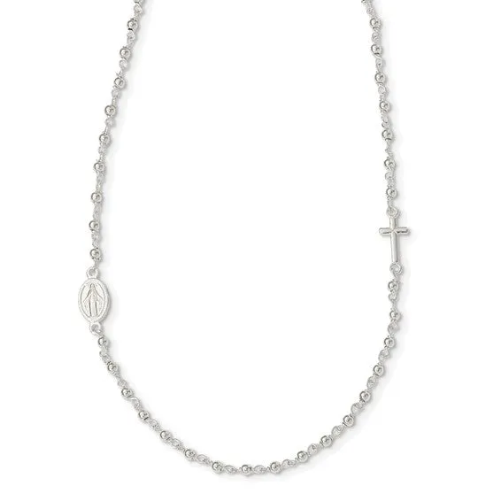 Sterling Silver Polished Rosary Necklace