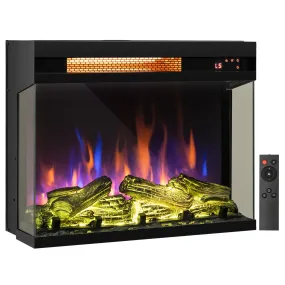 Tangkula 23 Inches 3-Sided Glass Electric Fireplace with Remote, 1500W Fireplace Heater with Thermostat