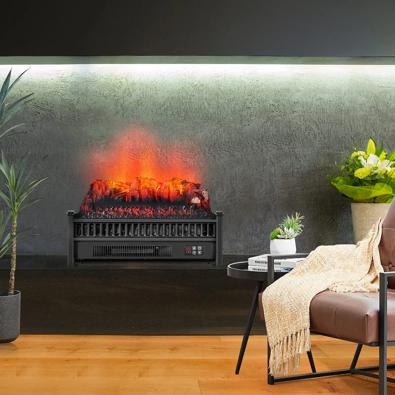 Tangkula 23" Electric Fireplace Log Heater, 1400 W Freestanding Electric Fireplace Stove Insert