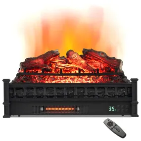 Tangkula 26" Electric Fireplace Log Set Heater with Remote, 5 Flame Modes & Brightness