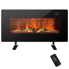 Tangkula Electric Fireplace, Freestanding & Wall-Mounted Electric Heater, 1400W Electric Fireplace with Timer