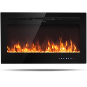 Tangkula Electric Fireplace, in-Wall Recessed and Wall Mounted Fireplace Heater