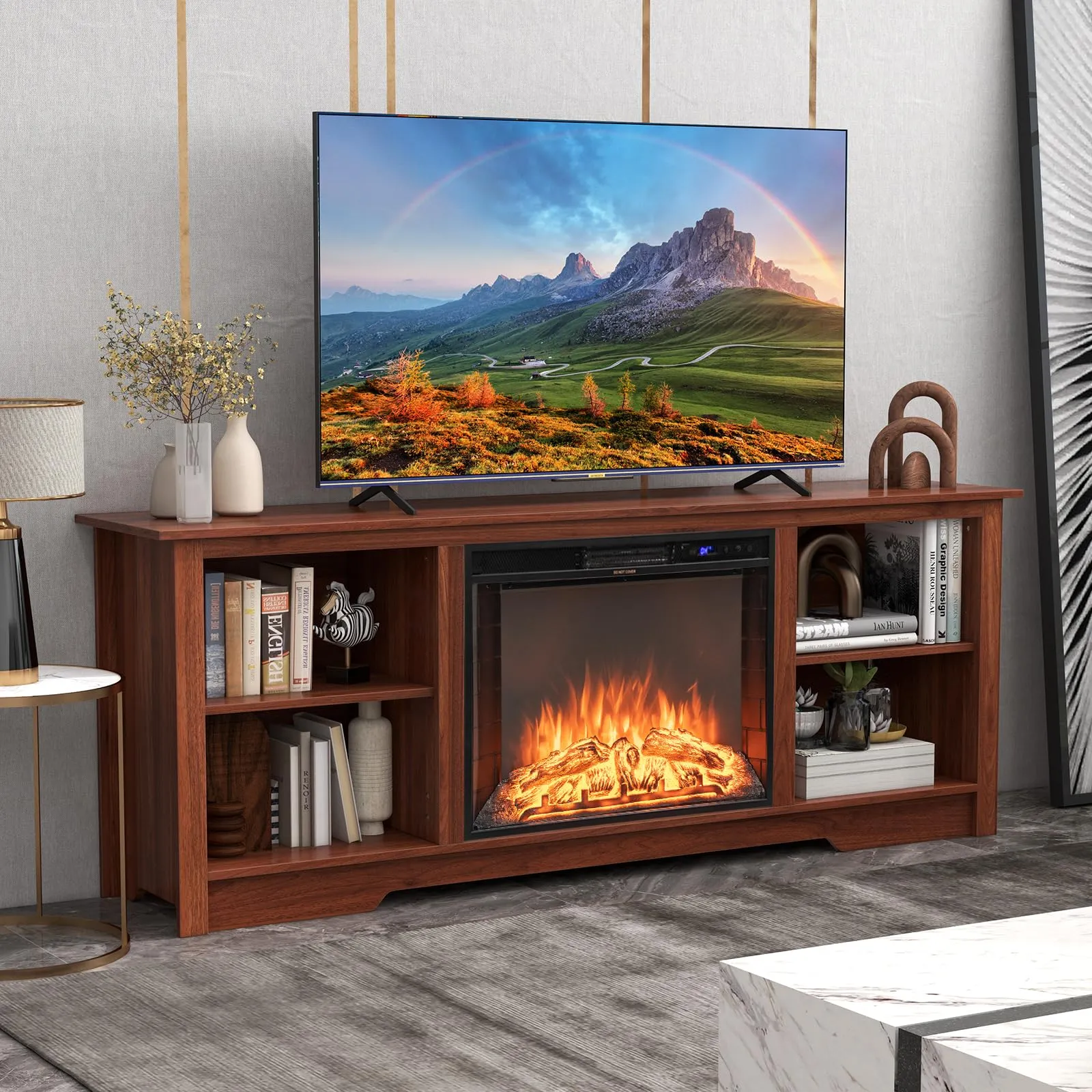 Tangkula Fireplace TV Stand for 75 Inches TV