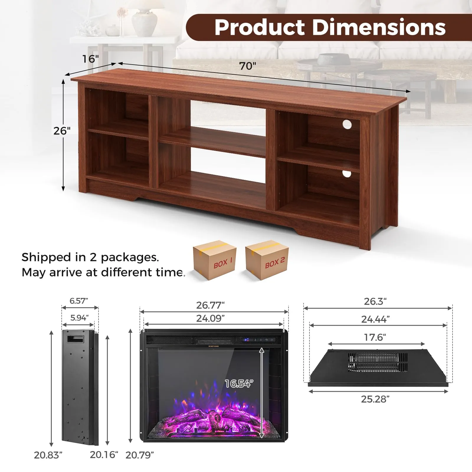 Tangkula Fireplace TV Stand for 75 Inches TV