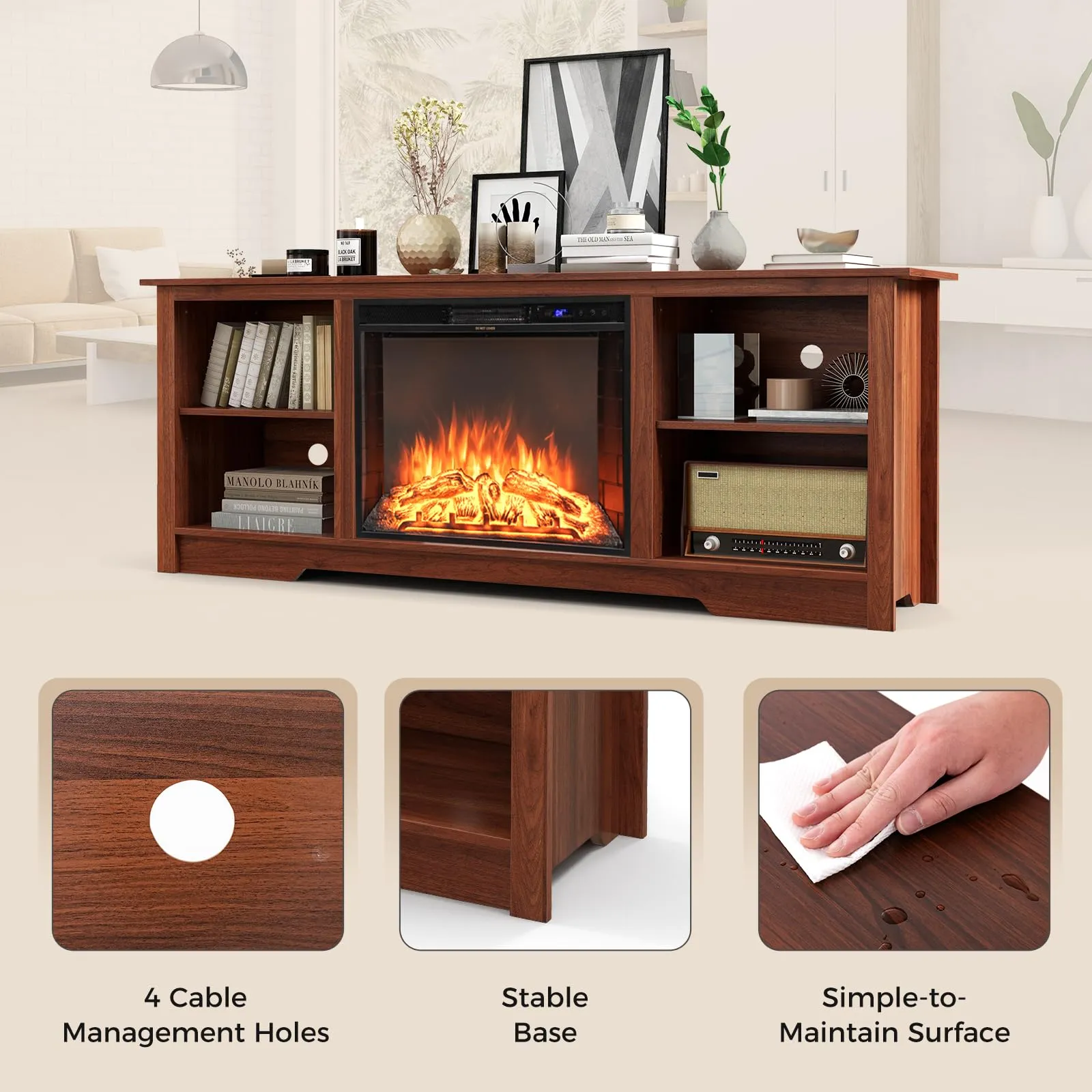 Tangkula Fireplace TV Stand for 75 Inches TV