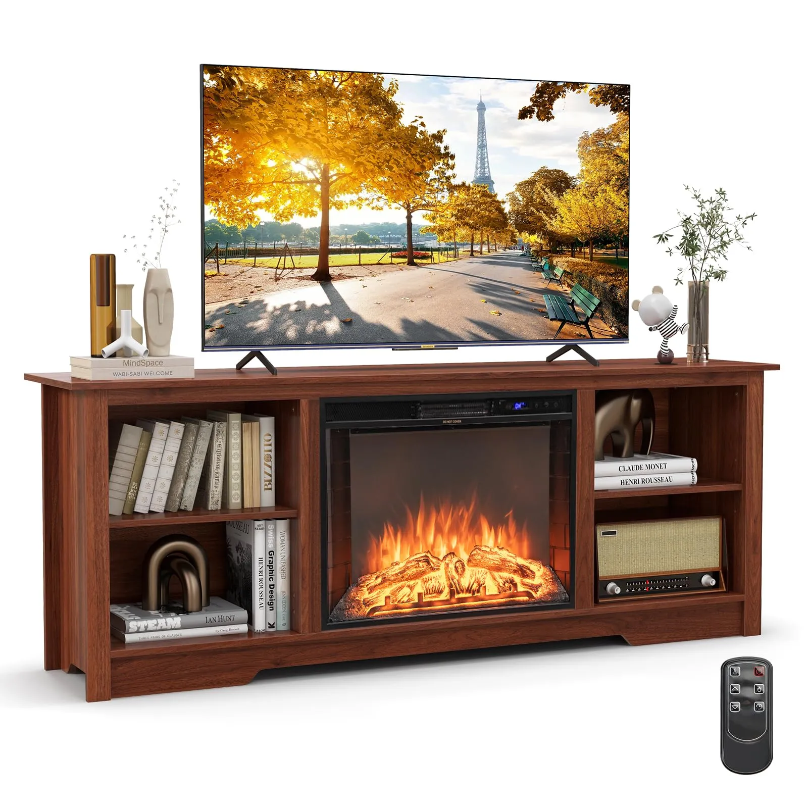 Tangkula Fireplace TV Stand for 75 Inches TV