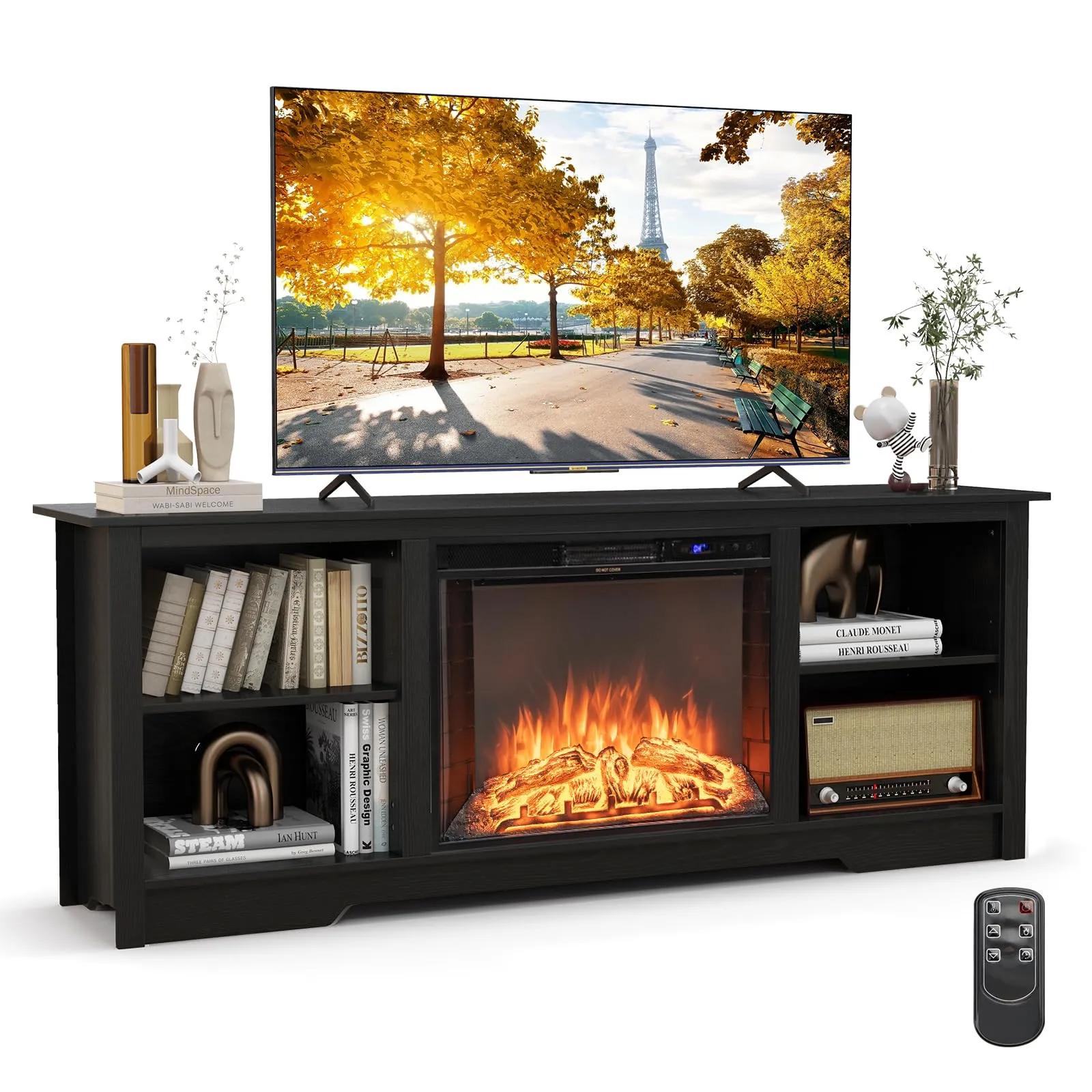 Tangkula Fireplace TV Stand for 75 Inches TV