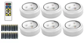 Tap Light Push Lights 6pk W/Batteries   Remote, Led Stick On Lights