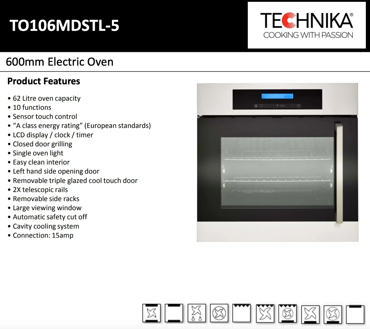 Technika TO106MDSTL-5 60cm Electric Side Opening Stainless Steel Oven - Cosmetic Defect Discount