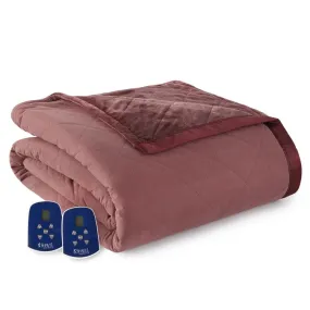 The Luxury Micro Flannel Reverse to Ultra Velvet Electric Blanket - King/Merlot