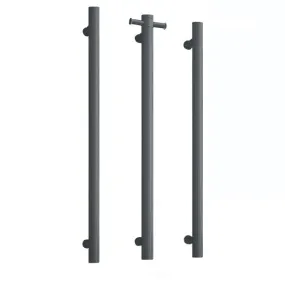 Thermogroup 12V Straight Round Vertical Single Bar Heated Towel Rail - Gunmetal