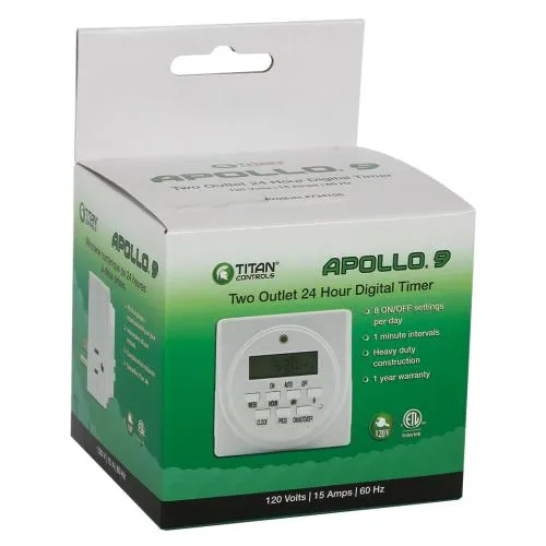 Titan Controls Apollo 9 120V -Two Outlet Digital Timer