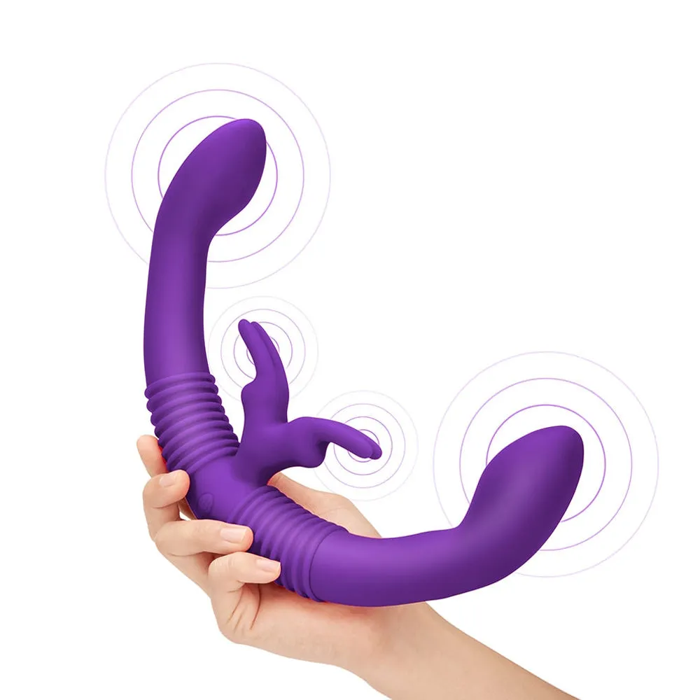 Together Couples Toy Remote-Controlled Dual Ended Rabbit Vibrator Purple