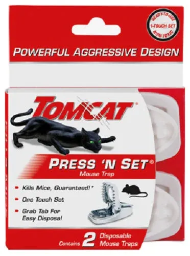 Tomcat 0360710 2-Pack Of Press 'N Set One Touch Reusable Mouse Traps - Quantity of 7