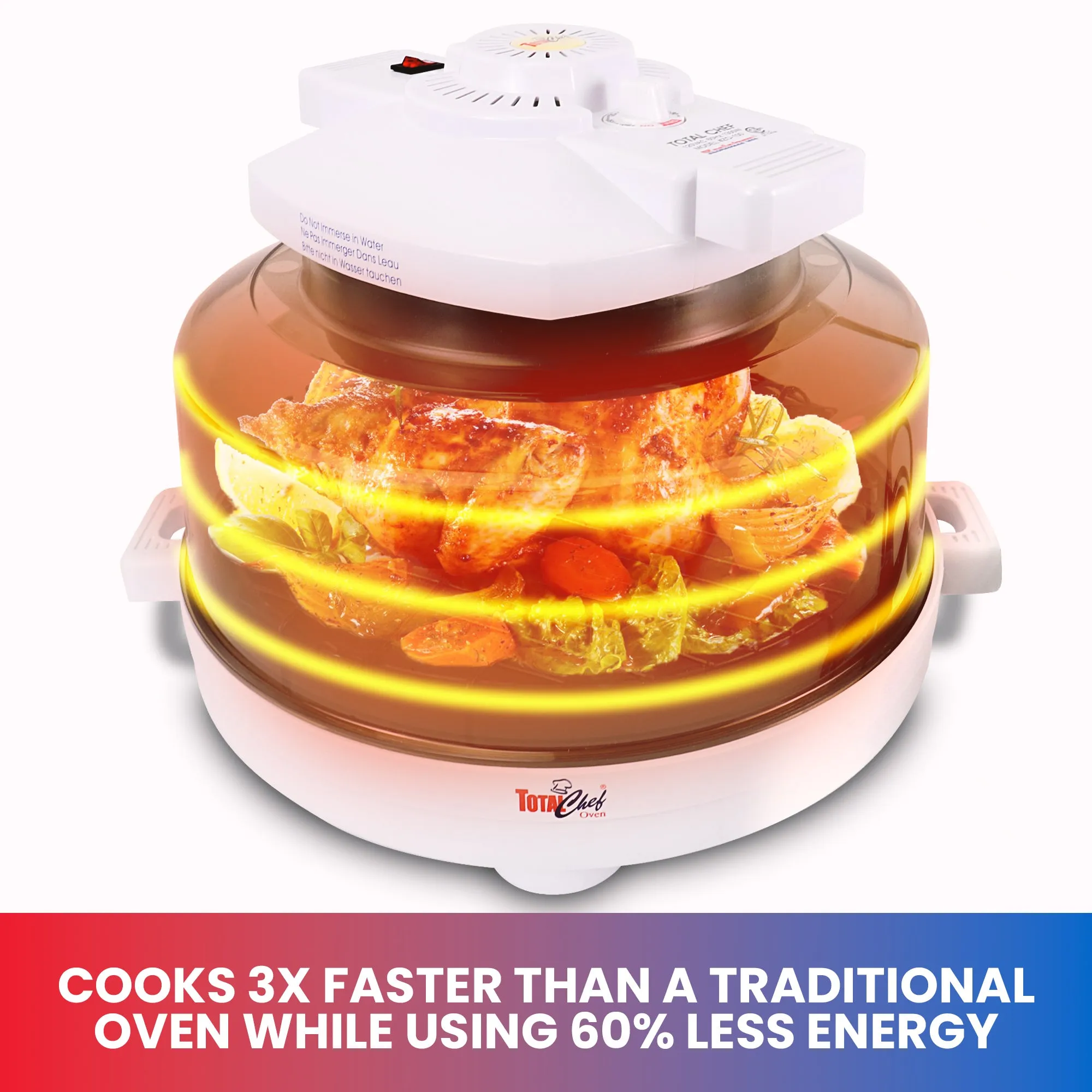 Total Chef Countertop Infrared Oven with Convection Air Circulation, 6L (6.4 qt) Capacity, Roast, Steam, Bake, Broil, Air Fry Fast Cooking without Defrosting, for Cottage, Dorm, Apartment, RV, Home