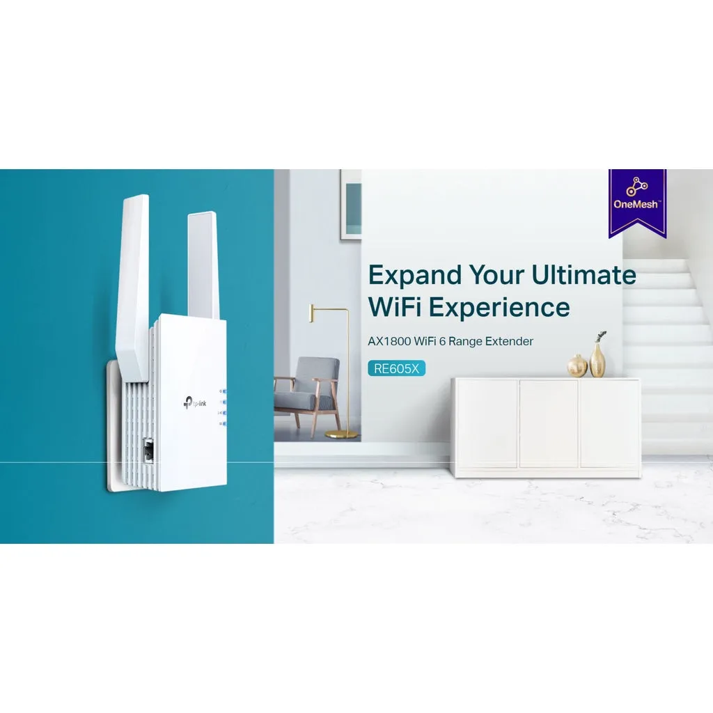 TP-Link RE605X AX1800 WiFi 6 Dual Band Range Extender Repeater OneMesh Access Point