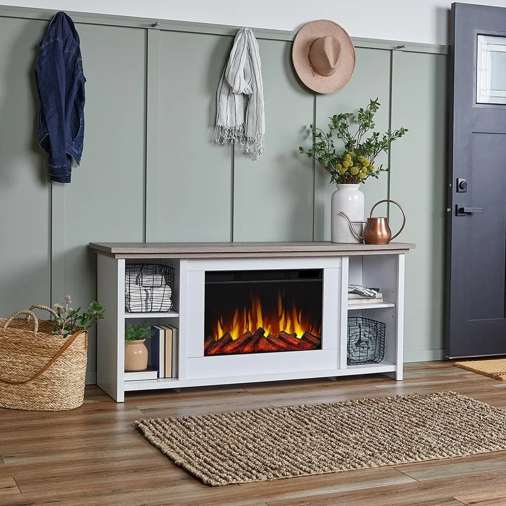 Tramore Slim 62-in Electric Fireplace TV Stand in White