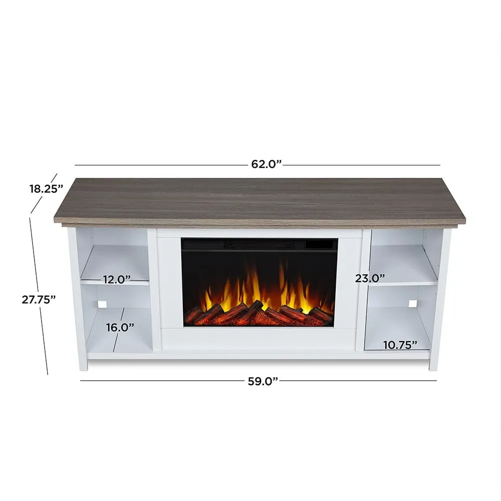 Tramore Slim 62-in Electric Fireplace TV Stand in White