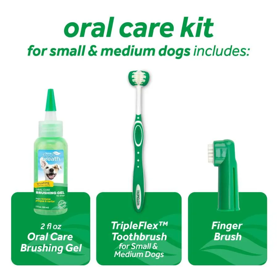 TropiClean Fresh Breath Oral Care Kit S-M Dogs