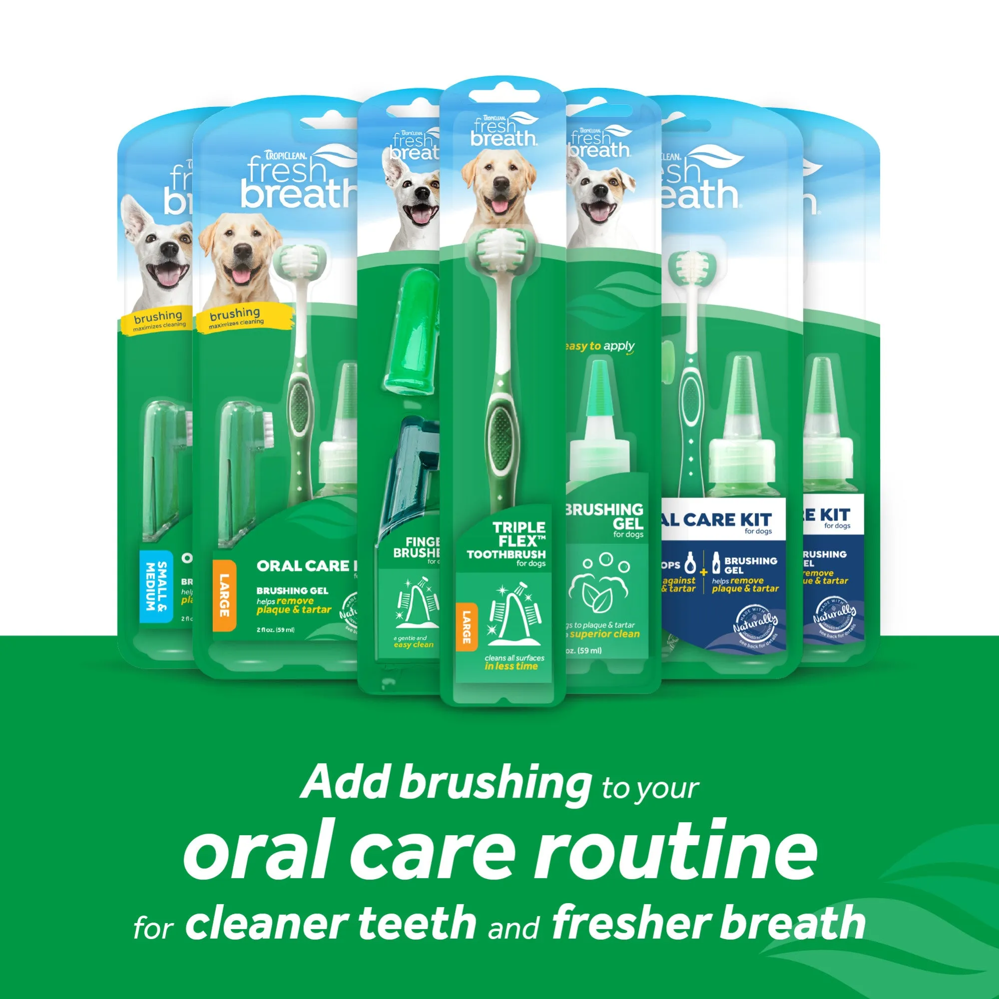 TropiClean Fresh Breath Oral Care Kit (Toothbrush, Finger Brush & Gel) for Dogs