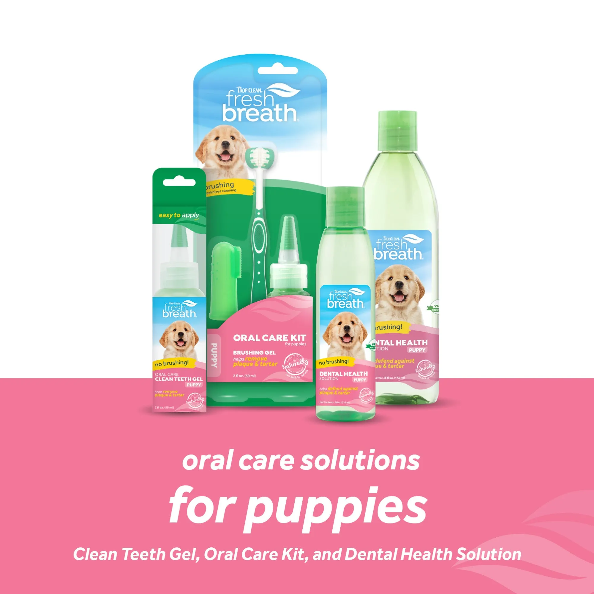 TropiClean Fresh Breath Oral Care Kit (Toothbrush, Finger Brush & Gel) for Puppy