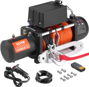 Vevor Electric Winch 13,500 Lbs Truck 3/8" x 80' Synthetic Rope Waterproof Wireless or Wired Remote Control New