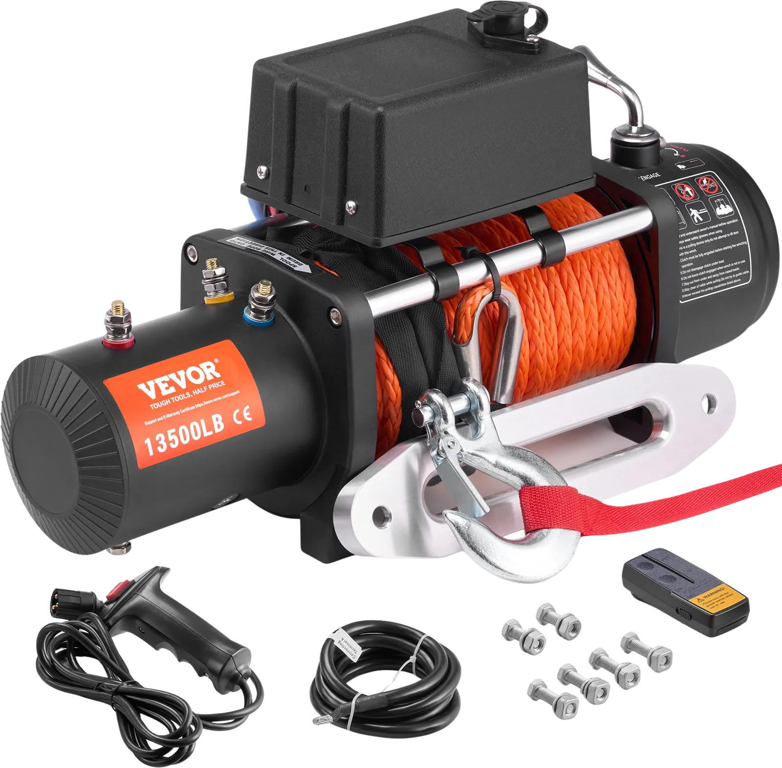 Vevor Electric Winch 13,500 Lbs Truck 3/8" x 80' Synthetic Rope Waterproof Wireless or Wired Remote Control New