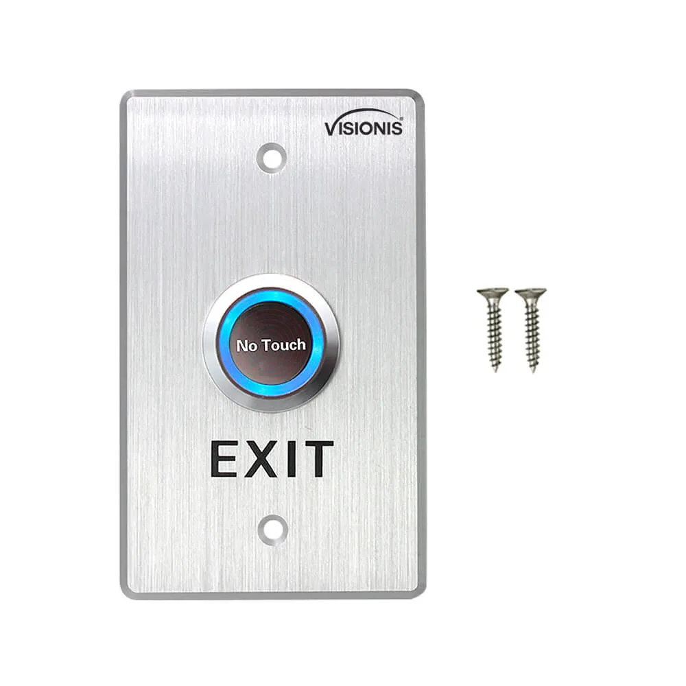 Visionis 4 Pack FPC-7547 VIS-7013 Indoor Stainless Steel No Touch Request To Exit Button With Timer Delay Standard Size With LED Light NC COM And NO Outputs