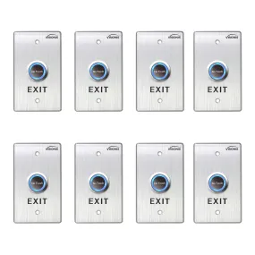 Visionis 8 Pack FPC-7549 VIS-7013 Indoor Stainless Steel No Touch Request To Exit Button With Timer Delay Standard Size With LED Light NC COM And NO Outputs