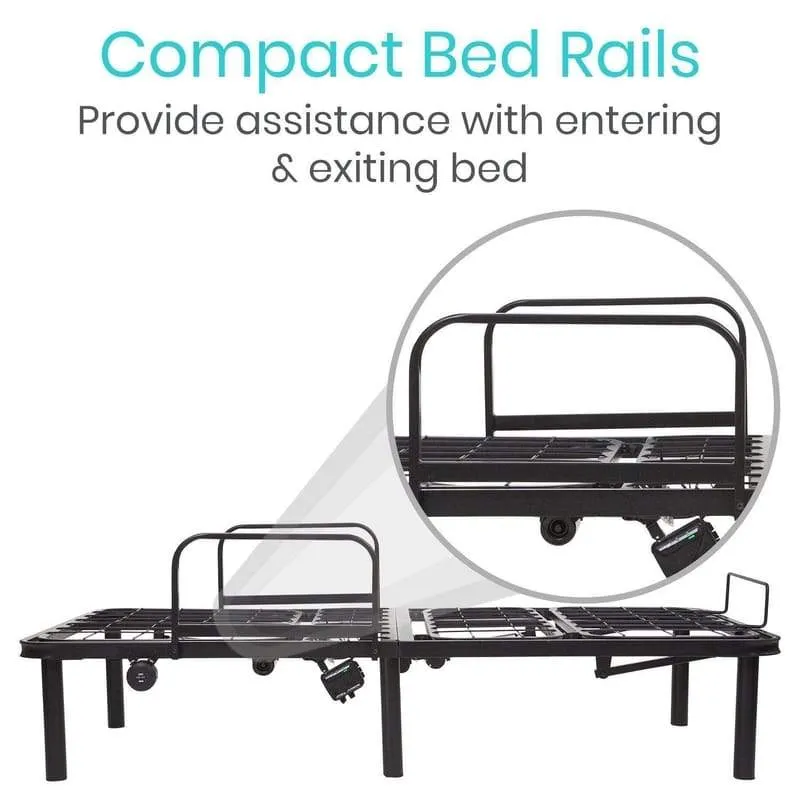 Vive Low Cost Full Electric Bed Frame w/Side Guards and Storage Pouch