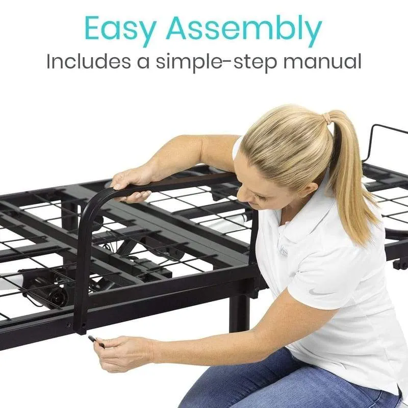 Vive Low Cost Full Electric Bed Frame w/Side Guards and Storage Pouch