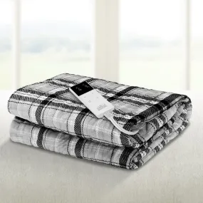 Watson Electric Throw Soft Blanket Rug Flannel Snuggle Washable Heated - Grey & White