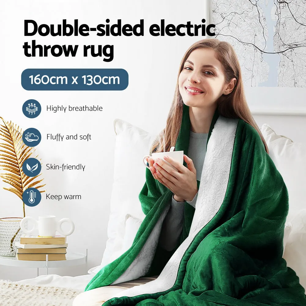 Wendy Throw Soft Blanket Electric Throw Rug Heated Blanket Double Sided - Green