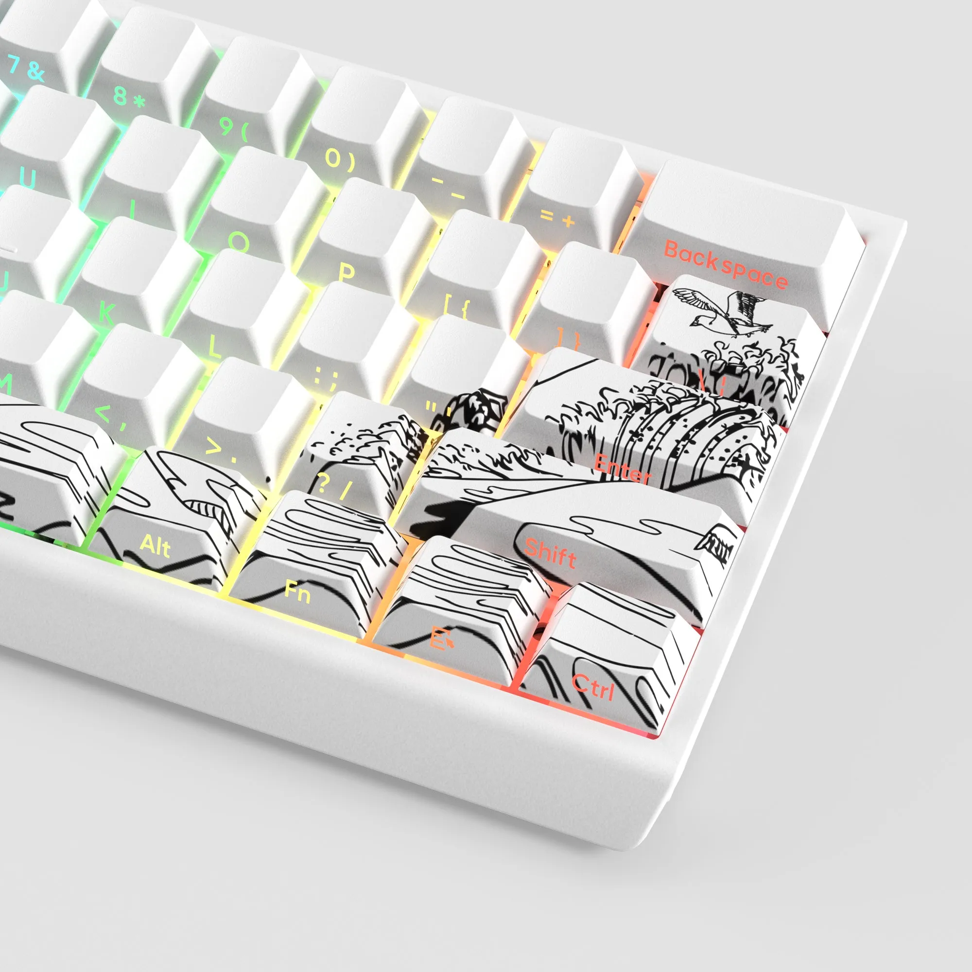 Womier Kanagawa Outline Cherry Profile Side-Printed Keycap (129-Key)