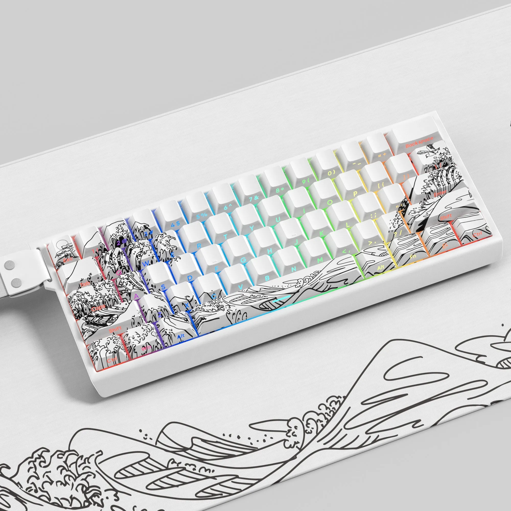 Womier Kanagawa Outline Cherry Profile Side-Printed Keycap (129-Key)