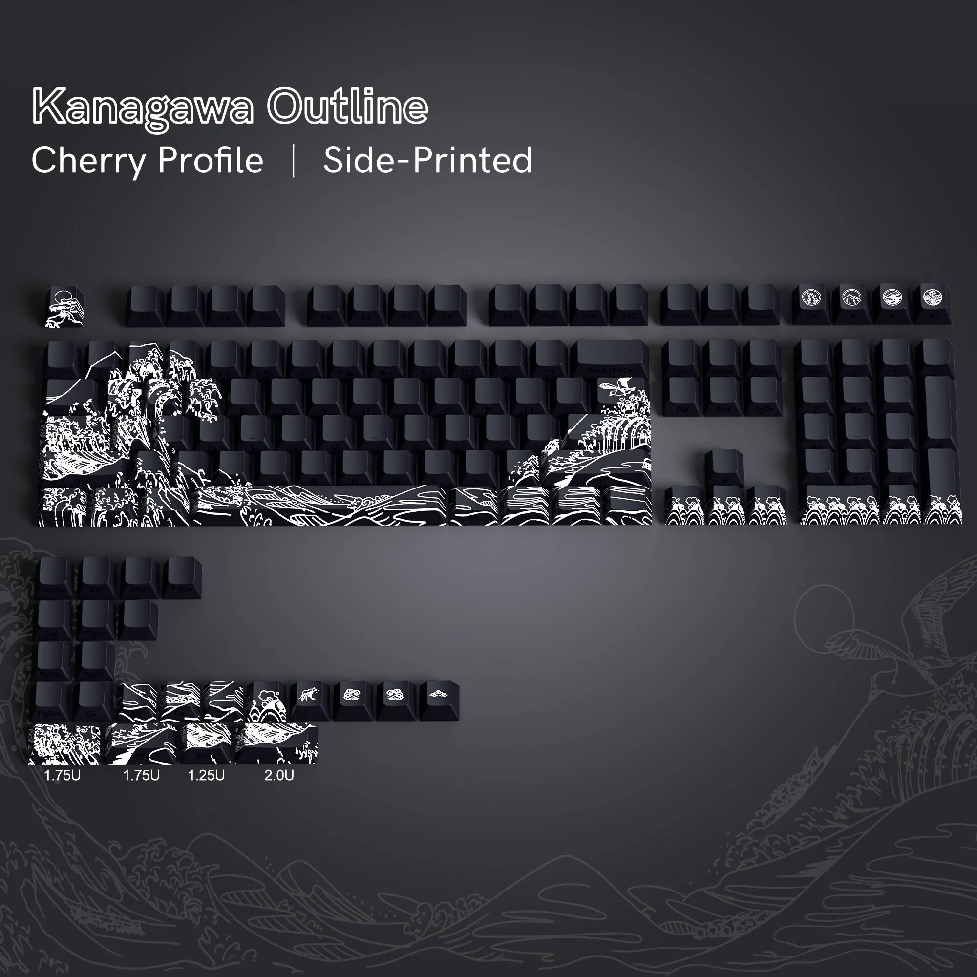 Womier Kanagawa Outline Cherry Profile Side-Printed Keycap (129-Key)