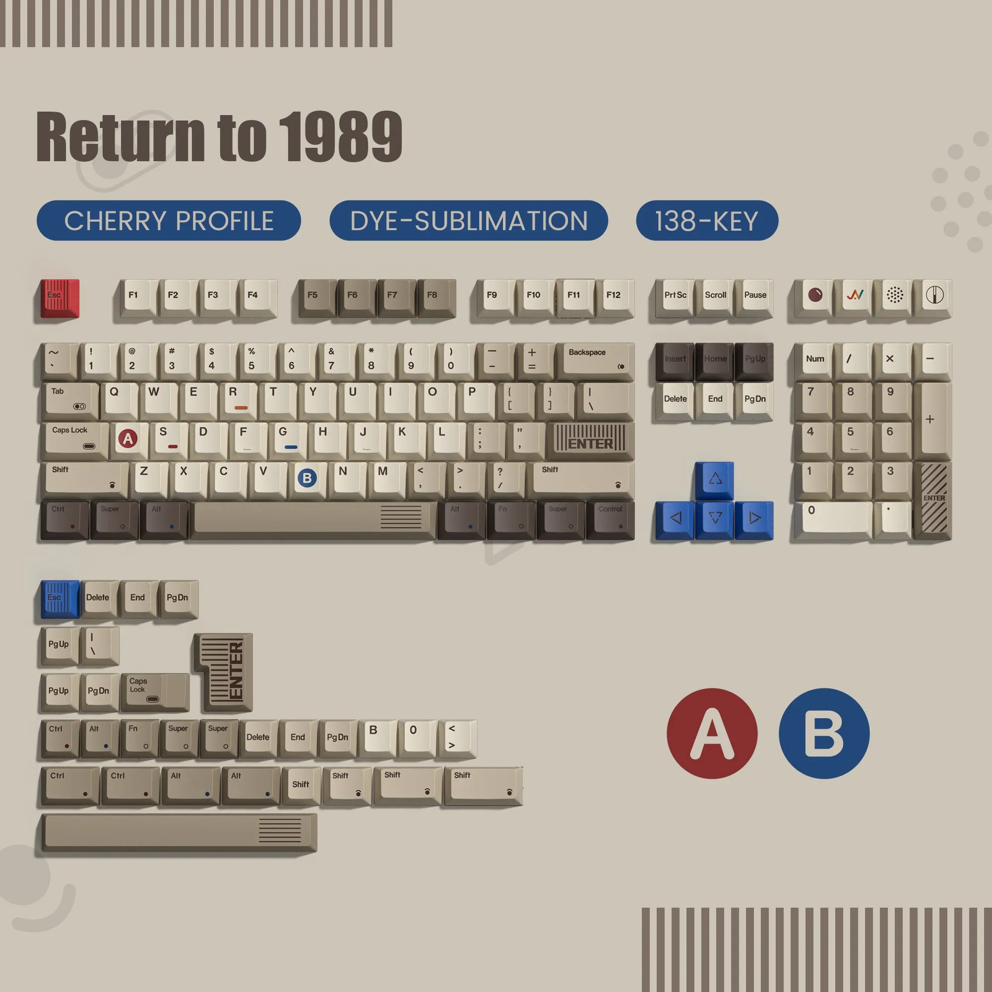 Womier Return to 1989 - Cherry Profile Dye Sublimation PBT Keycap Set (138-Key)