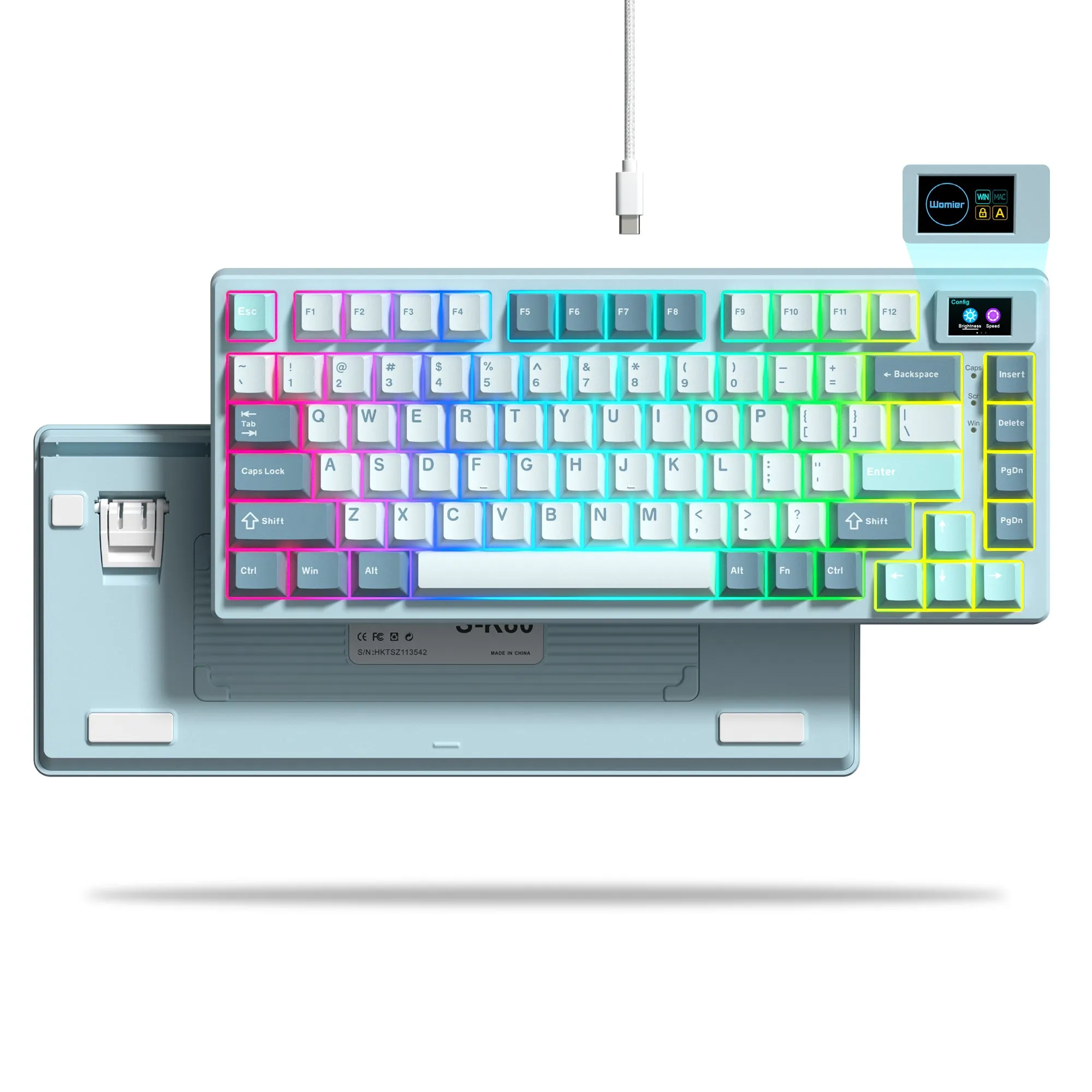 Womier SK80 Gasket Mounted 75% Mechanical Keyboard with Multimedia Display