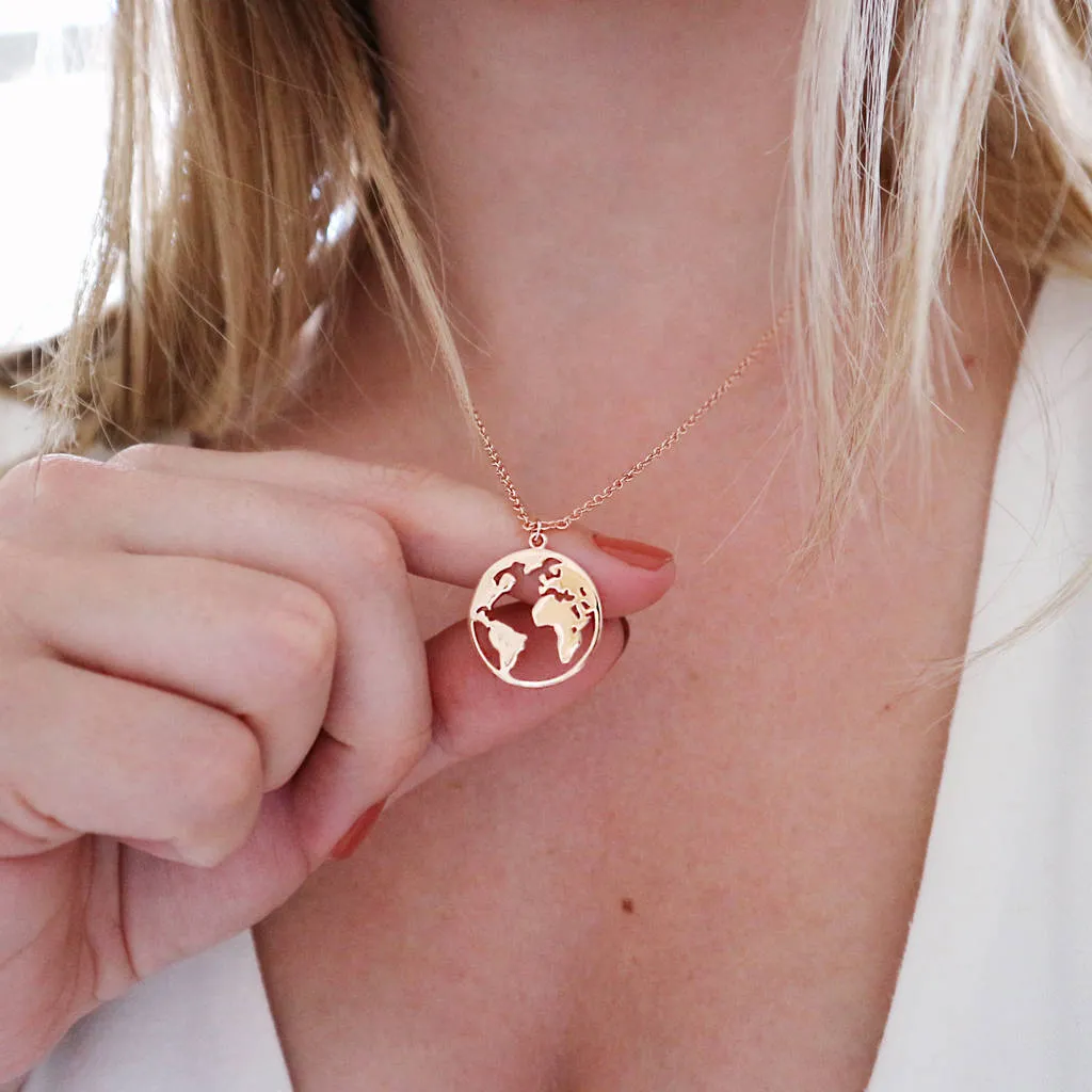 World Map Coin Necklace