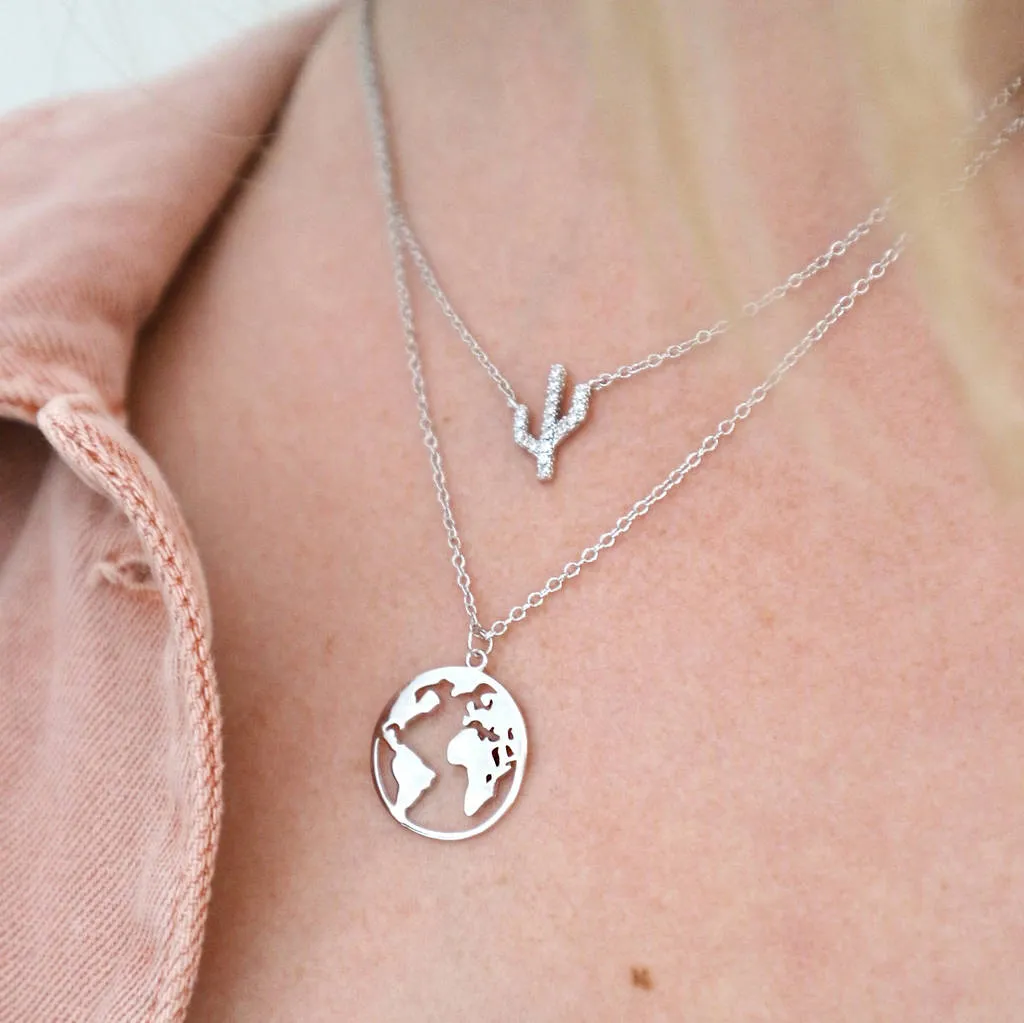 World Map Coin Necklace