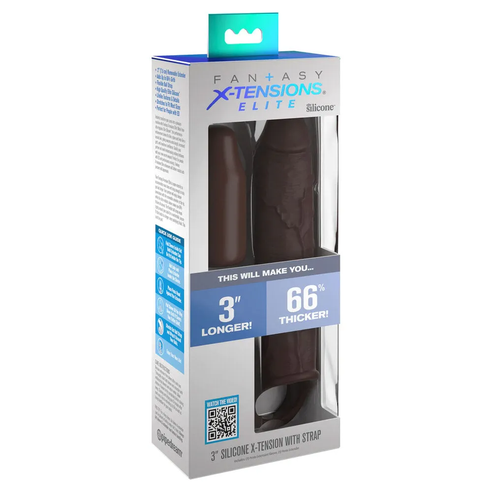 X-Tensions Elite 3 Inch Penis Extender With Strap Flesh Brown