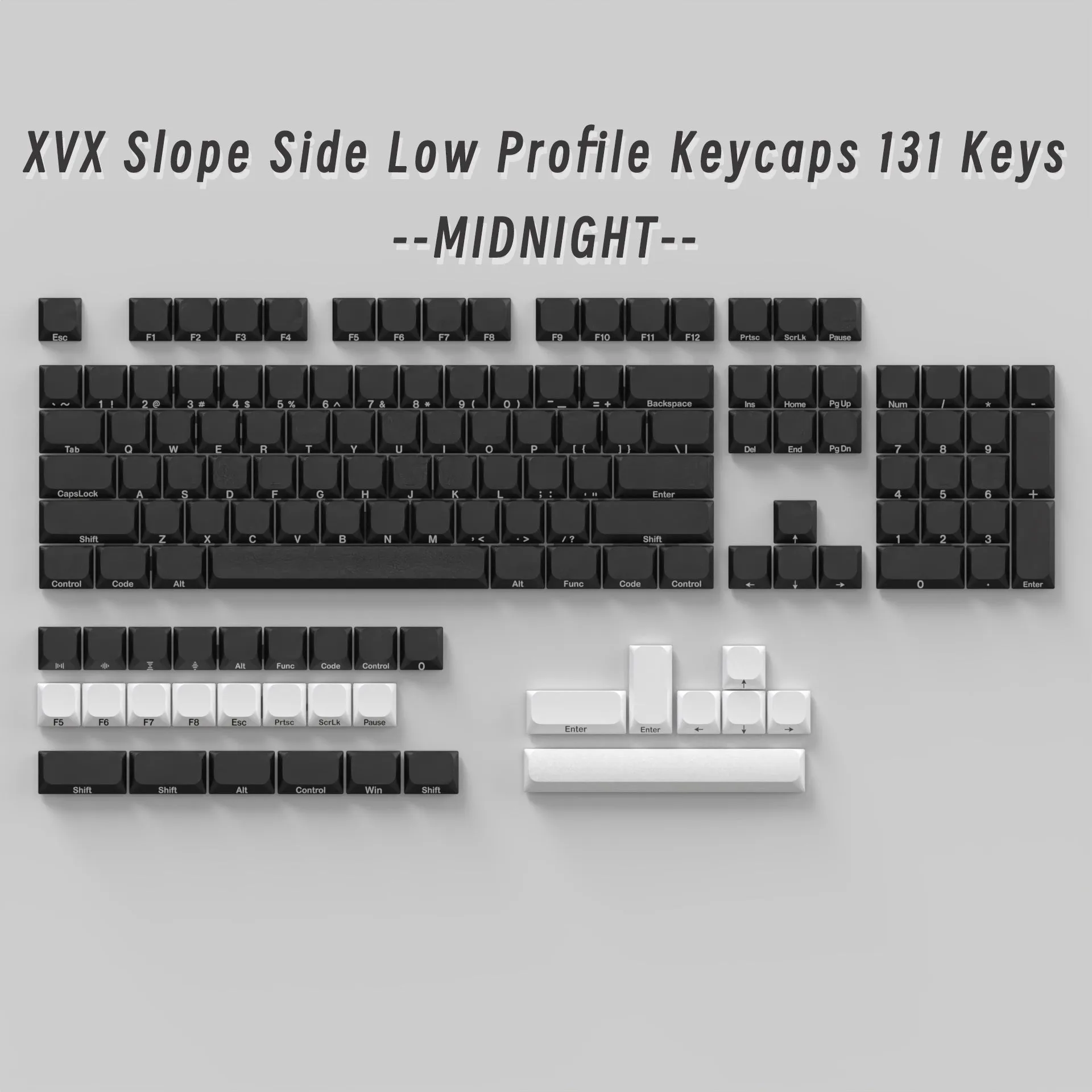 XVX Slope Low Profile Side-Printed Keycaps 131 Keys (6 Colors)