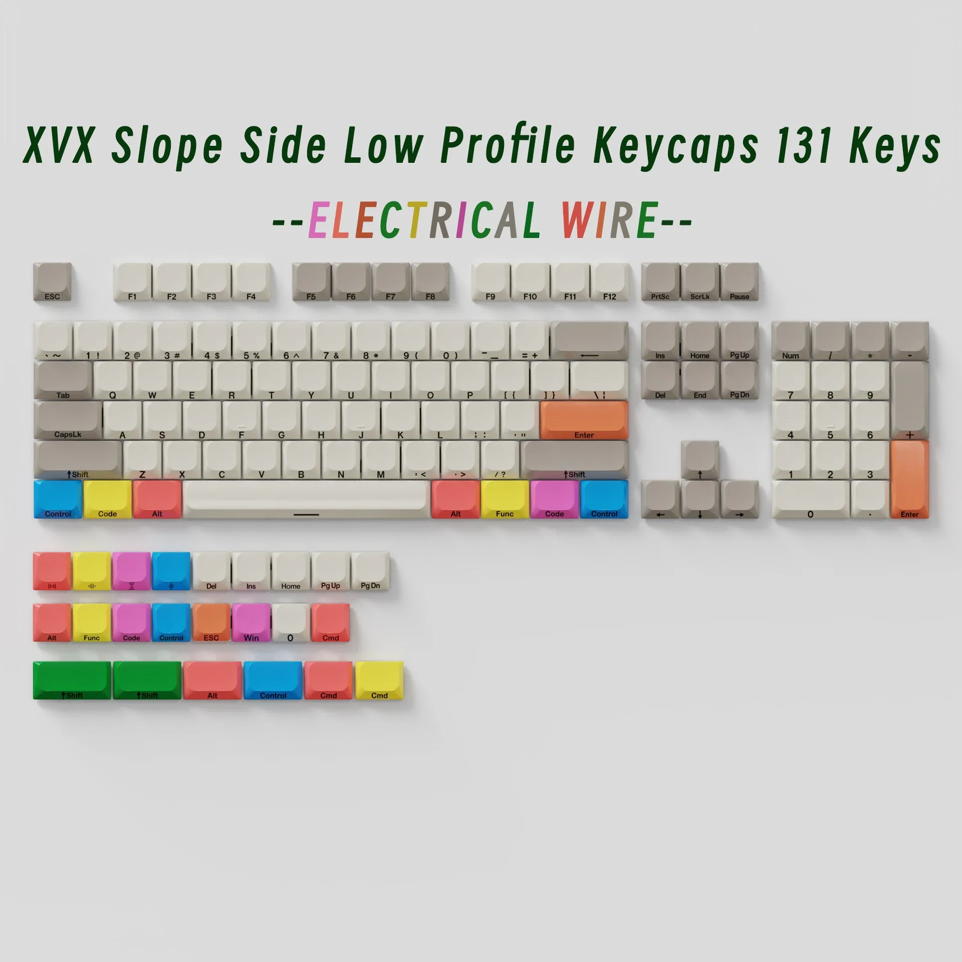 XVX Slope Low Profile Side-Printed Keycaps 131 Keys (6 Colors)